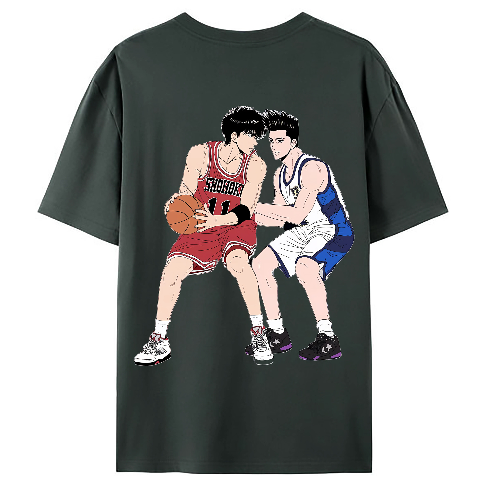 （画像用） SLAM DUNK／スラムダンク 綿100％ メンズ半袖Tシャツ（バックプリント） 通気性